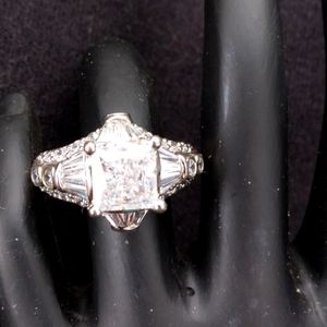Victoria Wieck Platinum Embraced Radiant Cut Accented w/22 Brilliant/ Baguettes